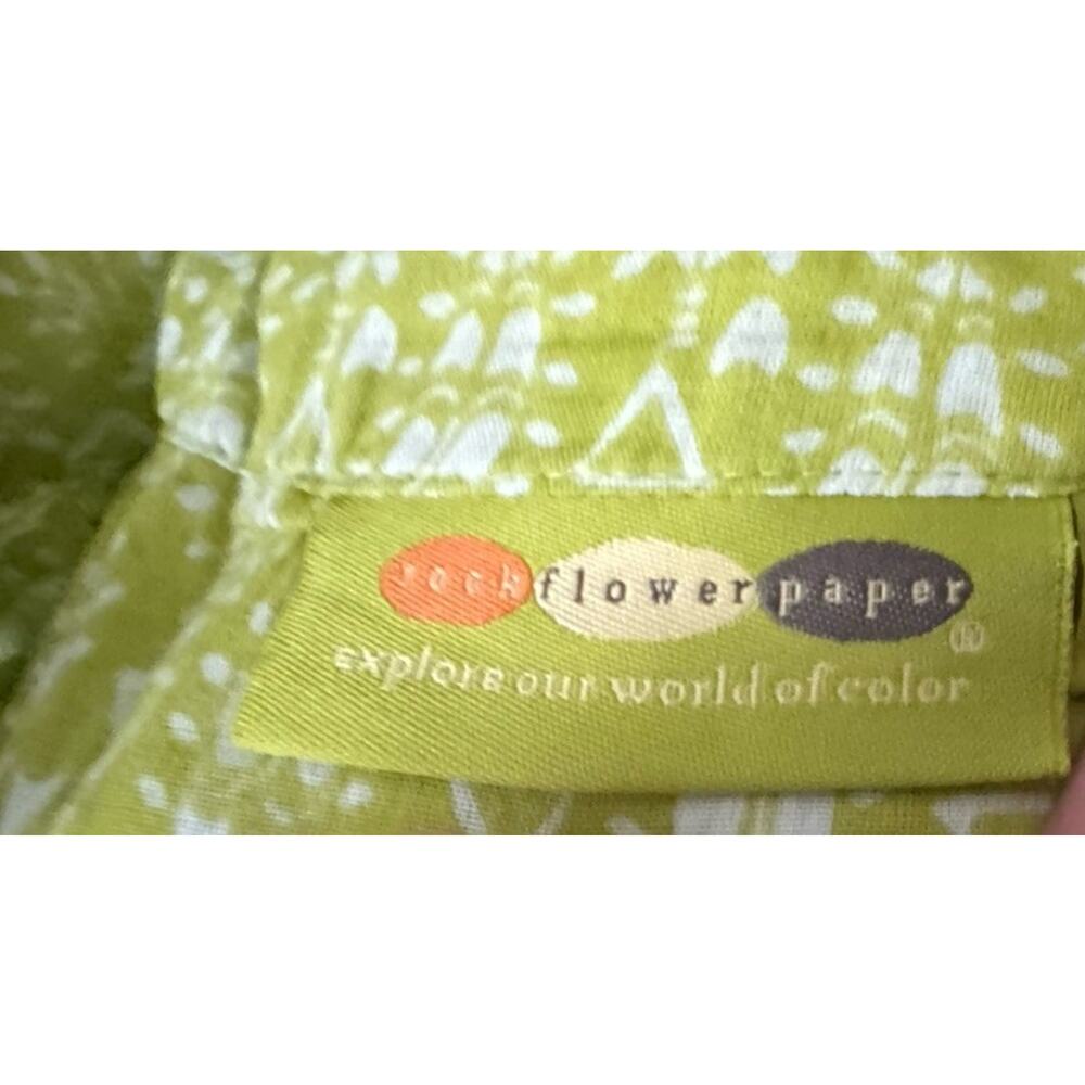 Rock Flower Paper Green Tunic Top Medium Long Sleeve Boho Lightweight Cotton - Picture 4 of 10